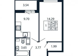 1-ком. квартира на продажу, 37 м2, Мурино, Ручьёвский проспект, 20