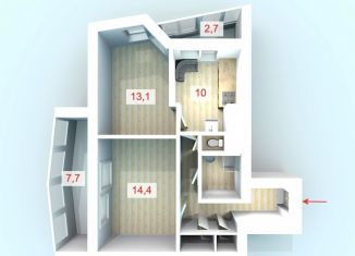 Продаю 2-комнатную квартиру, 52.4 м2, Санкт-Петербург, метро Проспект Большевиков, Индустриальный проспект, 14к1