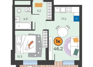 Продаю однокомнатную квартиру, 46.2 м2, Тюмень, улица Эльвиры Федоровой, 3