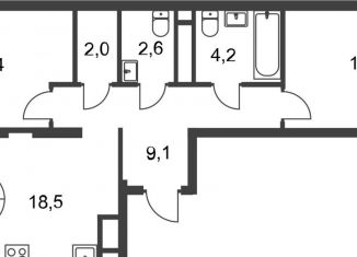 Продам двухкомнатную квартиру, 62.3 м2, Москва, деревня Рассказовка, 1