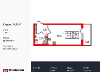 Продается квартира студия, 24.9 м2, Санкт-Петербург, Московский район