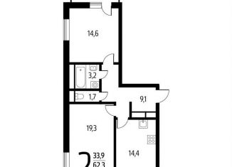 Продаю 2-комнатную квартиру, 64.1 м2, Москва