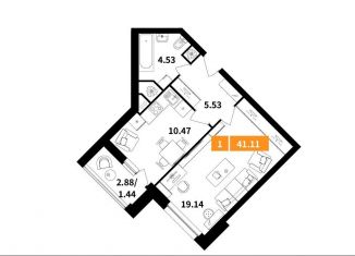 Продается 1-комнатная квартира, 41.1 м2, Химки