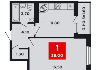 Продажа 1-ком. квартиры, 38 м2, Краснодар, Конгрессная улица, лит17, Прикубанский округ