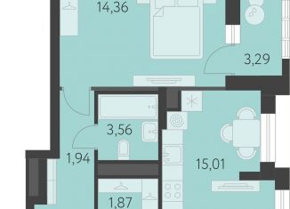 Продам 1-комнатную квартиру, 43.9 м2, Свердловская область