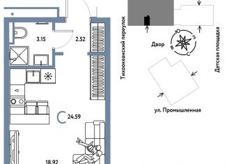 Продается квартира студия, 24.6 м2, Тюмень