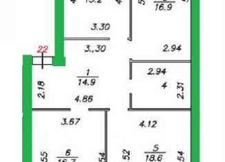 Продаю трехкомнатную квартиру, 89.1 м2, Вологда, Заречная улица, 12