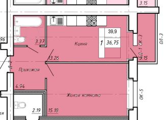 Продаю 1-комнатную квартиру, 39.9 м2, Тамбов, Октябрьский район, улица имени Павла Строганова, 7