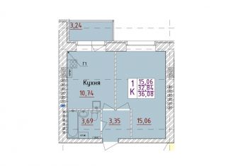 Продажа однокомнатной квартиры, 36.1 м2, посёлок Ивняки