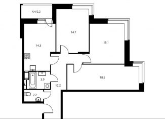 Продажа 3-ком. квартиры, 83.1 м2, Московская область, Центральная улица, 71к2