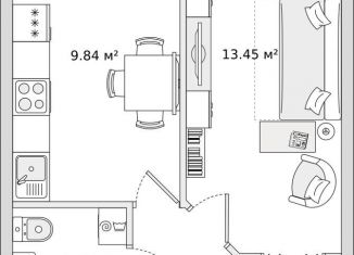 Продаю 1-ком. квартиру, 32.1 м2, Санкт-Петербург, Русановская улица, 18к6