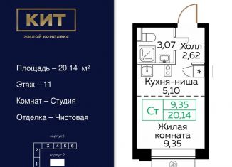 Продам квартиру студию, 20.1 м2, Мытищи, ЖК Кит, Новомытищинский проспект, 4А