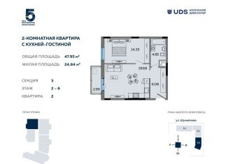 Продажа 2-ком. квартиры, 48 м2, Ижевск, Октябрьский район