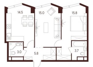 Продажа 2-комнатной квартиры, 57.8 м2, Москва, САО