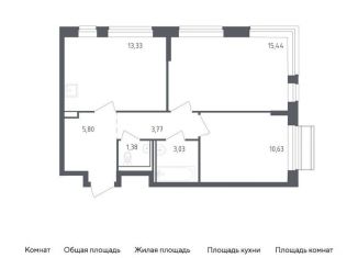 Продаю 2-ком. квартиру, 53.4 м2, Московская область, микрорайон Город-событие, 54