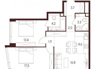 Продажа трехкомнатной квартиры, 67.4 м2, Москва, САО