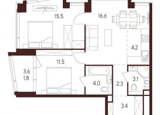 Продажа 3-комнатной квартиры, 60.6 м2, Москва, САО