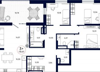 Продажа трехкомнатной квартиры, 119 м2, Тюменская область