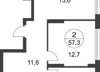 Продается 2-ком. квартира, 57.3 м2, Москва, деревня Рассказовка, 1