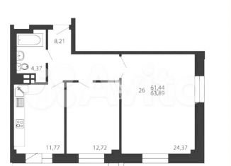 Продам 2-ком. квартиру, 63.9 м2, Красноярск, Прибойная улица, 37с3