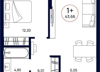 Продается 1-ком. квартира, 43.7 м2, Тюменская область