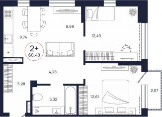 Продаю 2-комнатную квартиру, 60.5 м2, Тюменская область