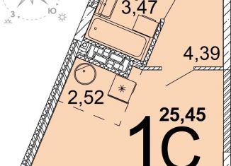 Продам квартиру студию, 25.1 м2, Екатеринбург, метро Чкаловская, улица Академика Ландау, 36