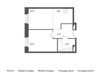 Однокомнатная квартира на продажу, 39.3 м2, рабочий посёлок Заречье, Торговая улица, 6, ЖК Заречье Парк