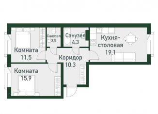 Продается двухкомнатная квартира, 63.6 м2, Челябинская область, Спортивная улица