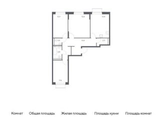 Продается трехкомнатная квартира, 83.6 м2, Москва, жилой комплекс Квартал Домашний, 2, станция Курьяново