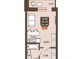 Продам квартиру студию, 32.4 м2, Новосибирск, Новоуральская улица, 10