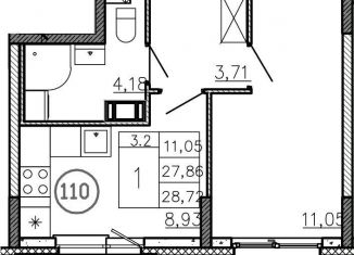 Продается 1-комнатная квартира, 28 м2, поселок Аннино