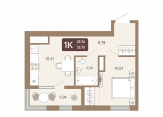 Продаю 1-комнатную квартиру, 33.7 м2, Тобольск, 15-й микрорайон, 25А