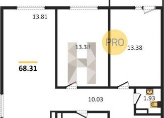 Трехкомнатная квартира на продажу, 68.3 м2, Новосибирск, улица Забалуева, с9, метро Площадь Маркса