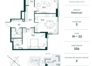 Продам 2-ком. квартиру, 72.7 м2, Москва, район Покровское-Стрешнево