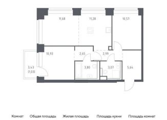 Продается 2-комнатная квартира, 63.6 м2, Москва, ЗАО, жилой комплекс Нова, к1