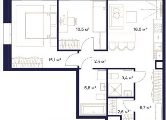 Продается 2-комнатная квартира, 62.5 м2, Москва