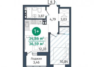 Продам 1-комнатную квартиру, 34.9 м2, деревня Дударева