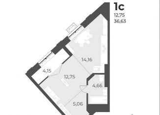 Продам квартиру студию, 36.6 м2, Новосибирская область, улица Лобачевского, 51/1