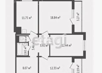 Сдам 3-комнатную квартиру, 74.4 м2, Красноярск, улица Чернышевского, 120А, Центральный район