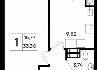 Продаю 1-ком. квартиру, 33.3 м2, посёлок городского типа Гвардейское, Курганная улица