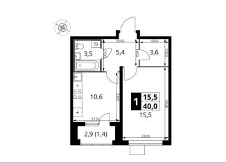 Продается однокомнатная квартира, 40 м2, Московская область