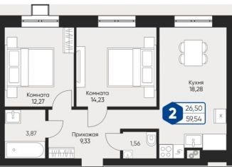 Продается 2-комнатная квартира, 59.5 м2, село Озерецкое, бульвар Радости, 18