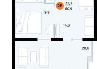 Продается 1-ком. квартира, 61.3 м2, Крым