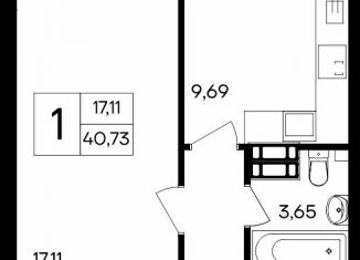 Продажа однокомнатной квартиры, 40.7 м2, посёлок городского типа Гвардейское, Курганная улица