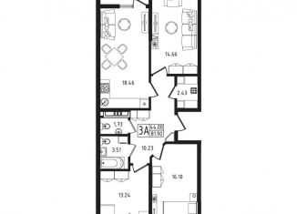 Продается 3-комнатная квартира, 81.9 м2, Майкоп