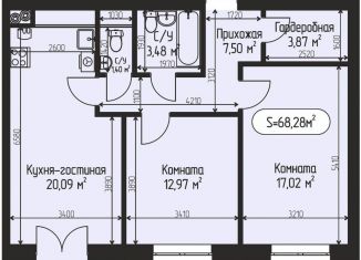 2-ком. квартира на продажу, 68.3 м2, село Озерецкое, бульвар Радости, 20