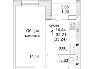 Продаю 1-комнатную квартиру, 33.2 м2, село Ямное, улица Генерала Круковского, 3
