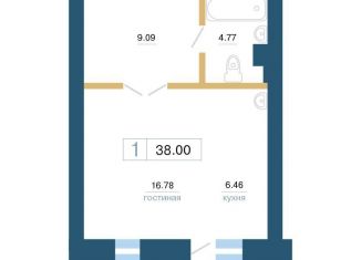 Продается однокомнатная квартира, 38.1 м2, Красноярск, Железнодорожный район