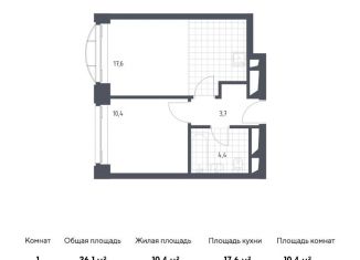 Продается однокомнатная квартира, 36.1 м2, Москва, жилой комплекс Новоданиловская 8, к1, Донской район